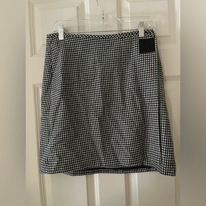 Women’s vintage Ralph Lauren Skirt White Black Houndstooth Wool Wrap Lined 8